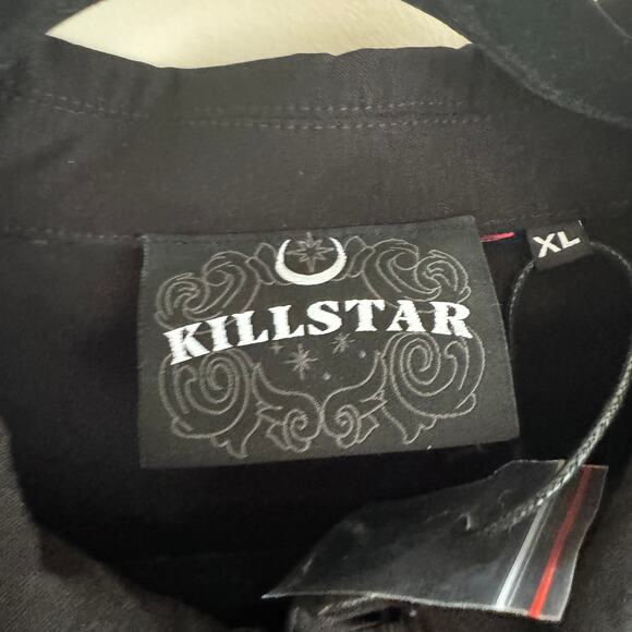 New Killstar Lil Vampurr Mini Shirt Dress Black Front Button Short Sleeve Sz XL - Picture 7 of 8